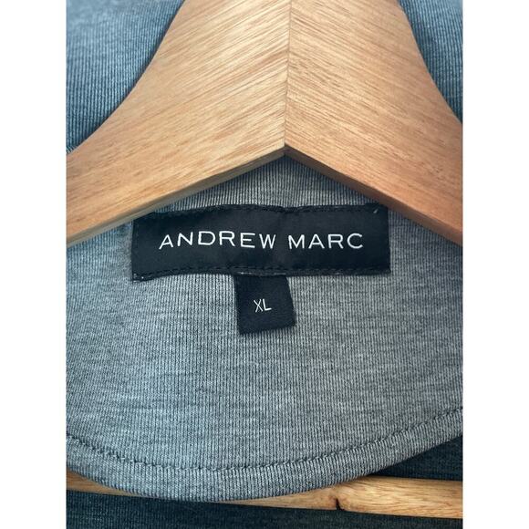 Andrew Marc Women's XL Jacket Gray Heathered Zip Up Stretch Mock Neck Hooded - Picture 2 of 9